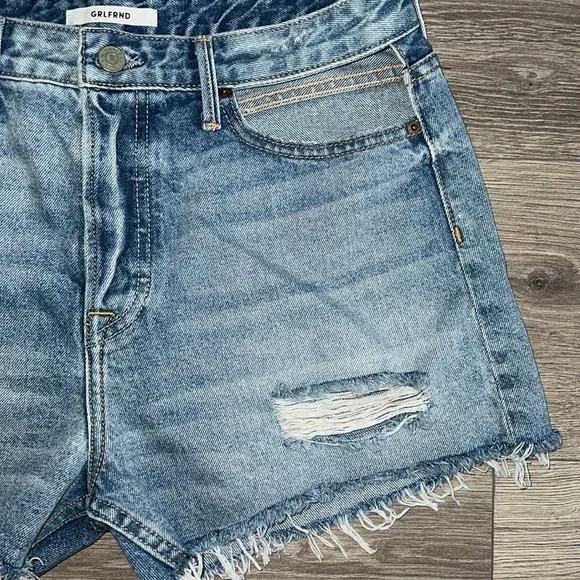 GRLFRND Helena High Rise Shorts Size 29 Breakout Cut Out Hip Blue Distressed 90s